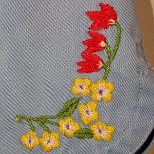 Vintage Blue Embroidered High Waisted Summer Shorts